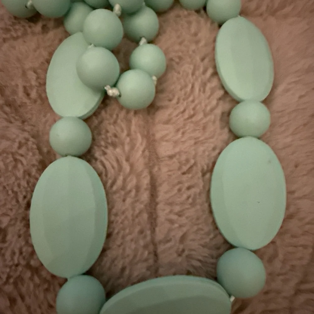Sofia Teething Necklace - Super Cute Mint 30” Total Length